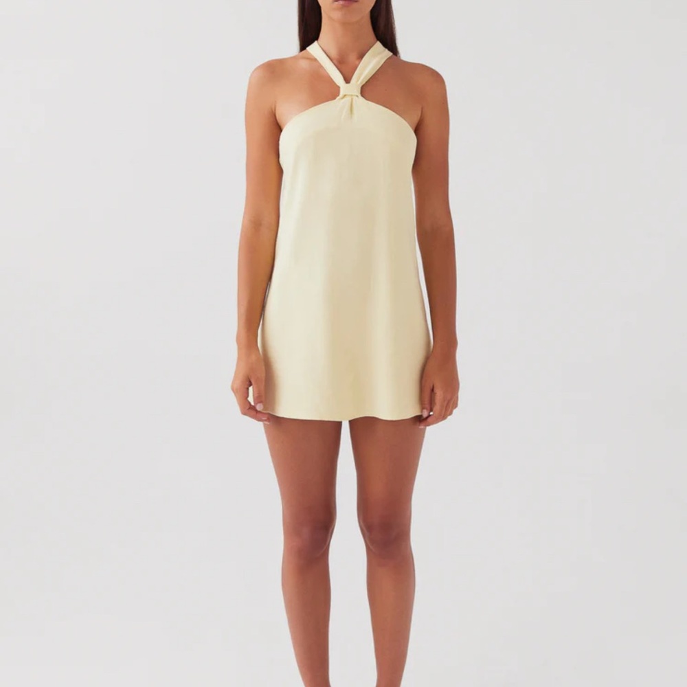 Cream Halter Mini Dress